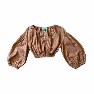 Universal Thread Brown Peasant Puff Sleeve Blouse - Size XS